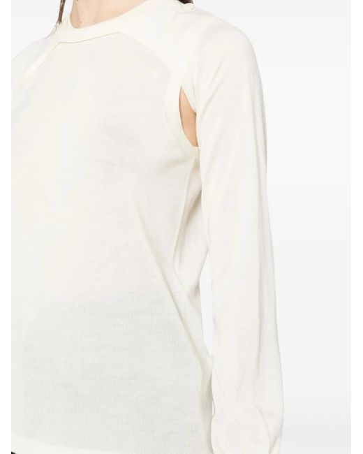 Helmut Lang White Cut-Out Layered Jumper