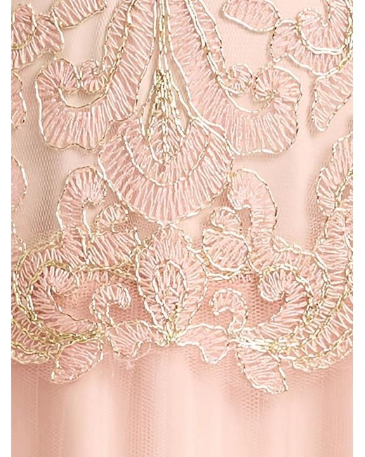 Tadashi Shoji Pink Stelly Lotus Embroidered Midi Dress