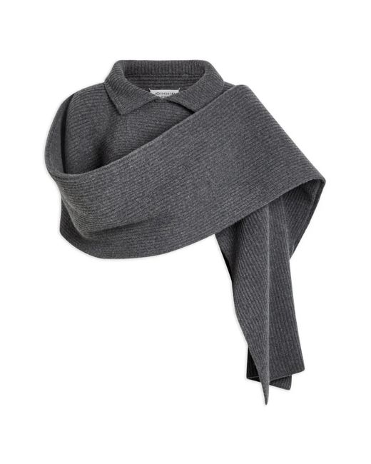 Maison Margiela Gray Collared Ribbed-Knit Scarf