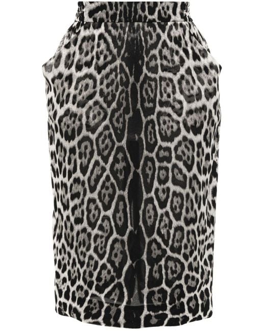 Falda con estampado de leopardo Saint Laurent de color Black