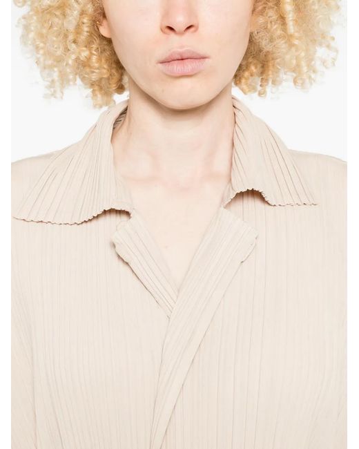 Pleats Please Issey Miyake White Pleated Coat