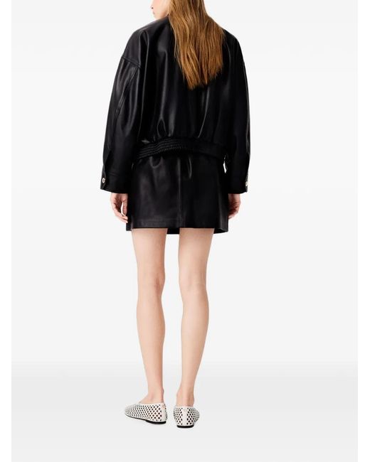 Maje Black Short Leather Skirt