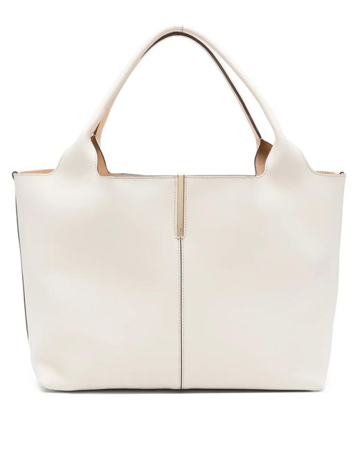 Tod's White Medium-Small Leather Shopping Bag