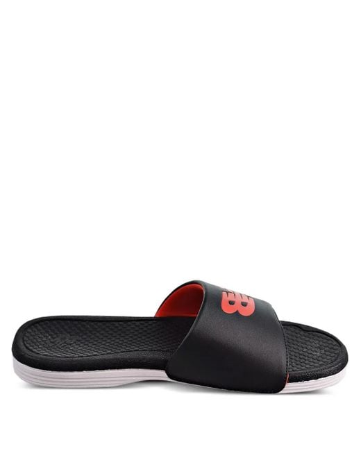 New Balance Black Pro Logo-Embossed Slides for men