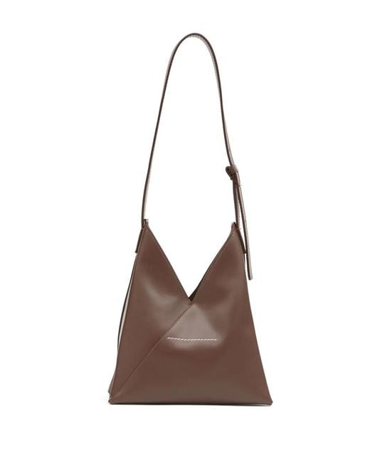 MM6 by Maison Margiela Brown Japanese 6 Leather Shoulder Bag