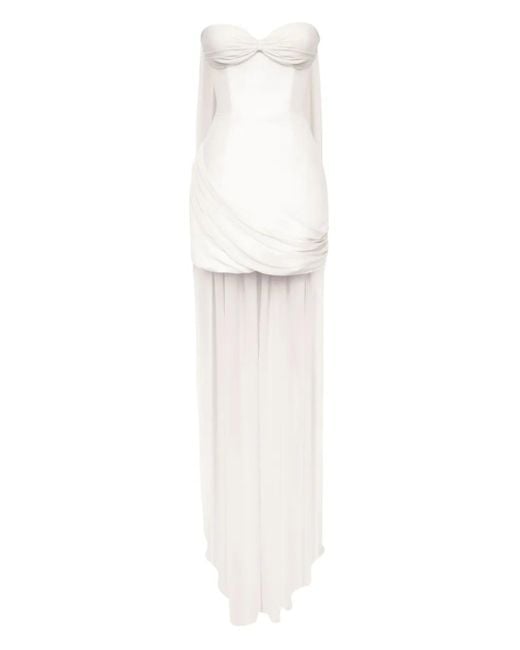 POST MERIDIEM White Drapiertes Minikleid Mit Corsage