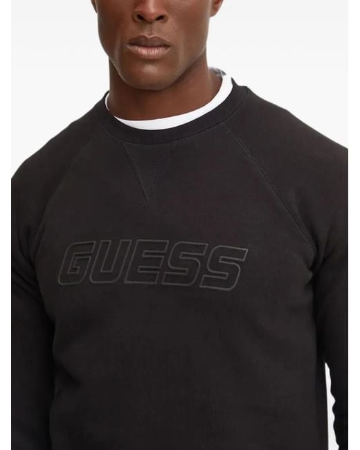 Guess Blue Logo-Print Raglan-Sleeve Sweatshirt for men