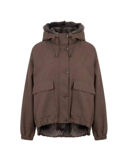 VALENTINI 1972 Brown Hooded Raglan-Sleeve Coat