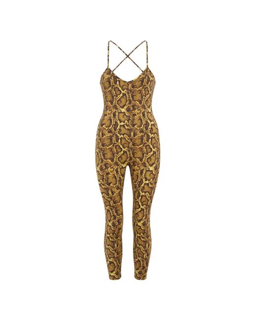 MARINE SERRE Metallic Python-Print V-Neck Jumpsuit