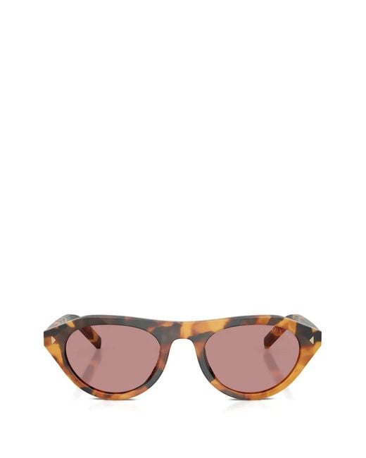 Prada Pink Geometric-Frame Tortoise-Shell Sunglasses