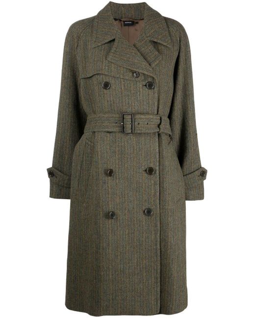 Aspesi Green Shetland-wool trench coat