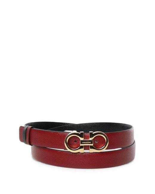 Ferragamo Red Gancini-Buckle Reversible Belt