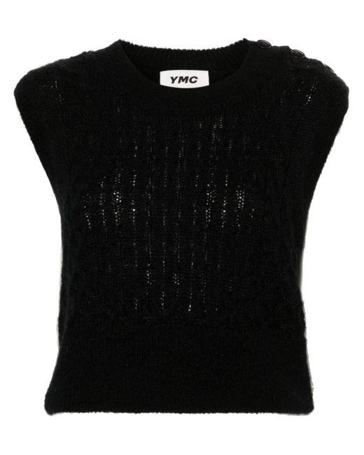 YMC Black Farrow Cable-knit Vest