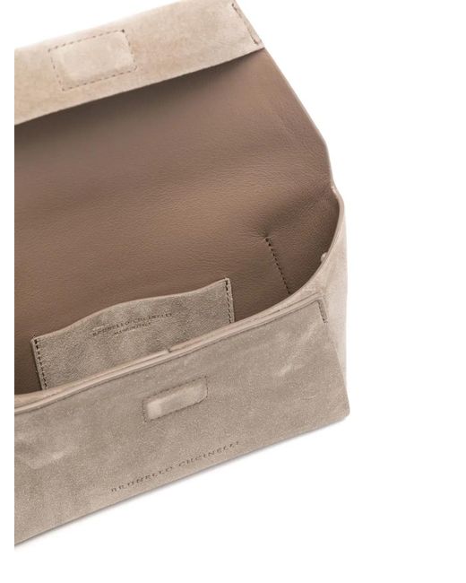 Brunello Cucinelli Gray Calfskin Clutch Bag