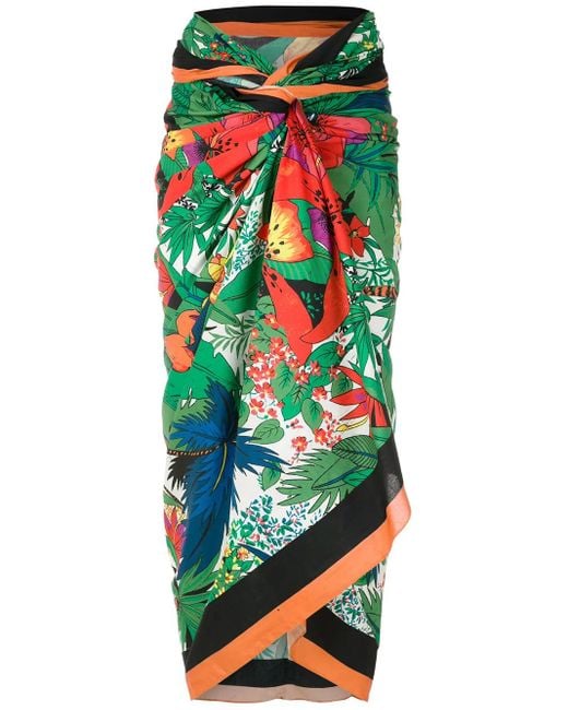 Amir Slama Green Tropical-Print Sarong