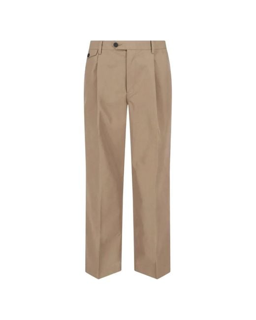 DUNST Natural Buttoned Front-Pleat Trousers for men