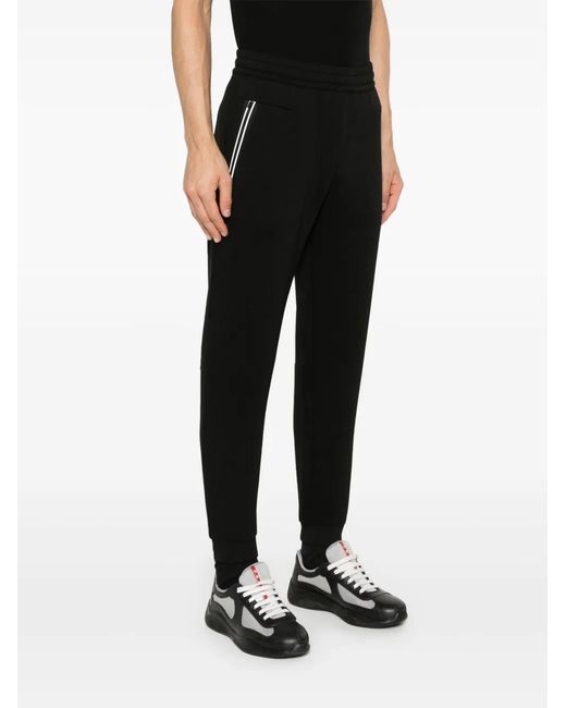 EA7 Black Rubberised Logo Track Pants for men