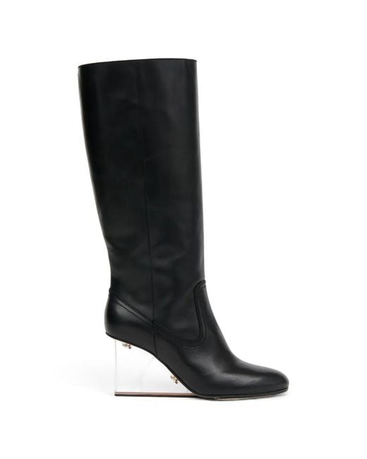Maison Margiela Black 80Mm Leather Knee-High Boots
