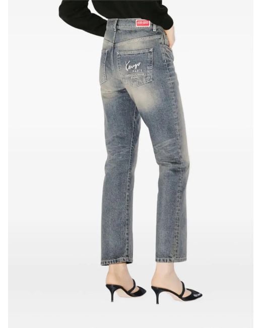 Jean Bara À Patch Logo KENZO en coloris Blue