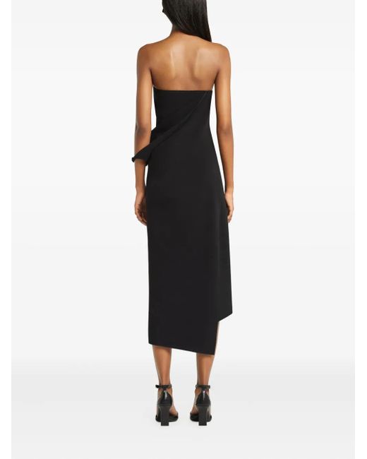 Courreges Black Draped Asymmetrical Midi Dress