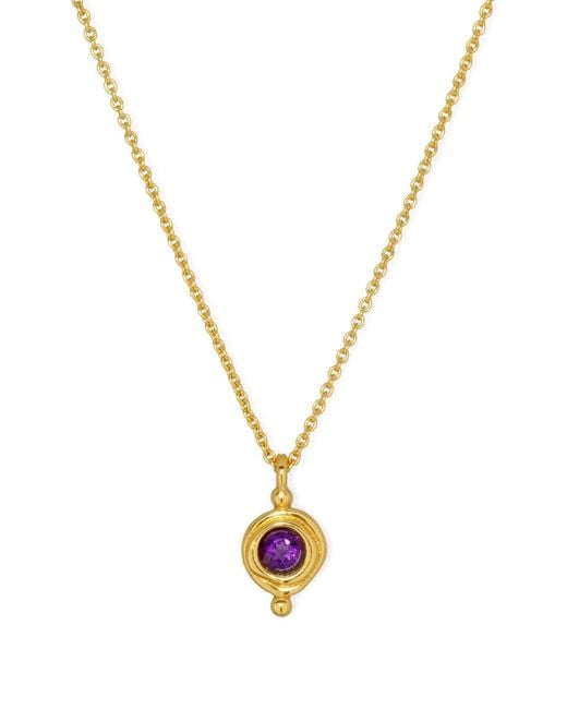 Ottoman Hands Metallic February Amethyst Birthstone Necklace