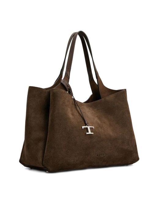 Tod's Brown Dark Suede Leather Top Handle Bag