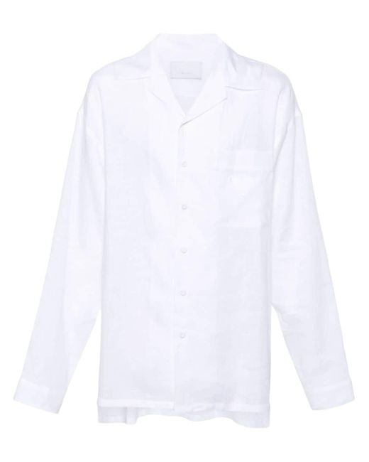 Prada Leinenhemd mit Reverskragen in White für Herren