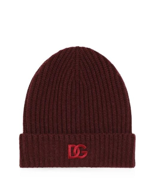 Dolce & Gabbana Red English Rib Knit Hat
