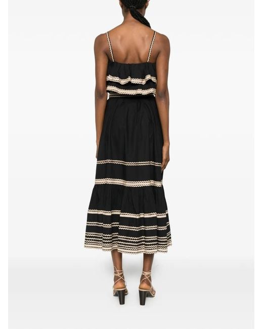 Ulla Johnson Black Lucian Ruffled Midi Dress