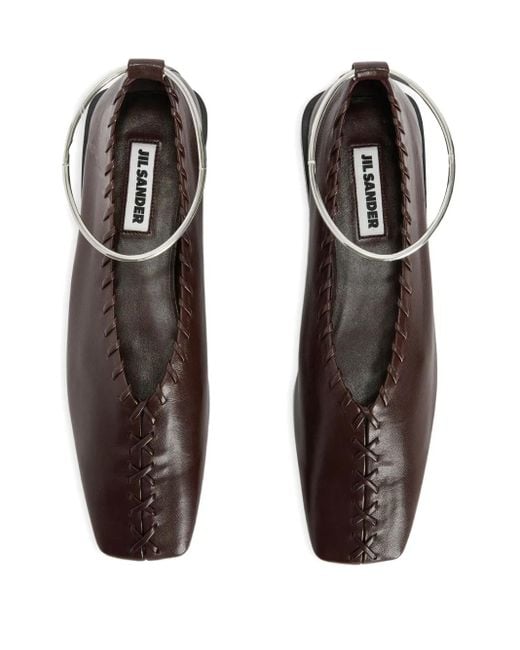 Jil Sander Brown Ballerinas Mit Ring