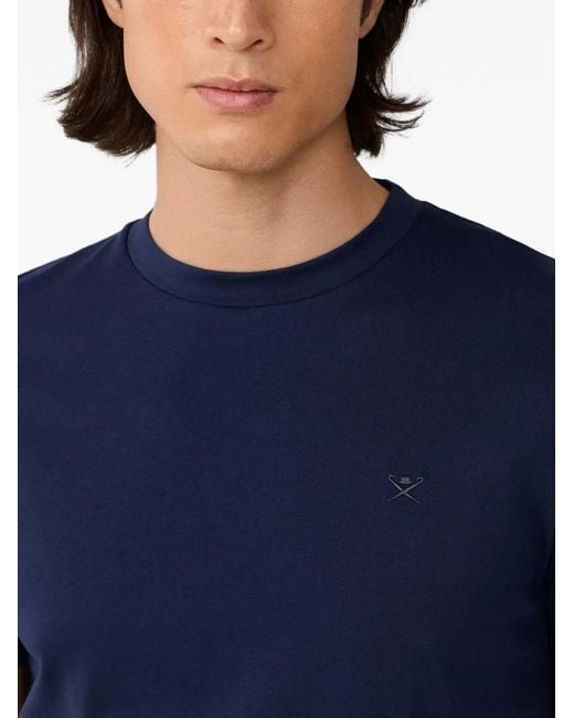 Hackett Blue Logo-Embroidered Cotton T-Shirt for men