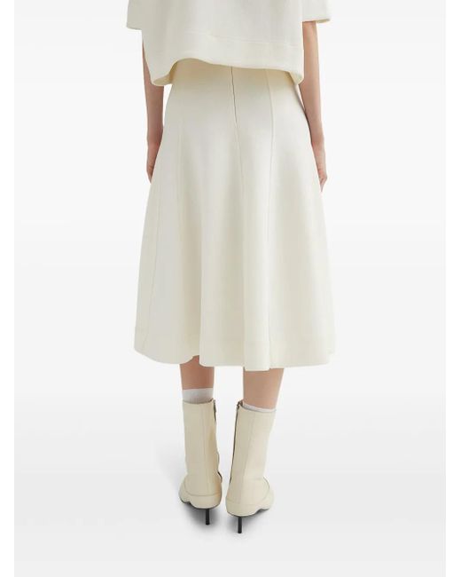 Jil Sander White Flared Midi Skirt