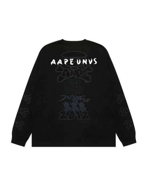 Aape By A Bathing Ape Black Logo-Detail Long-Sleeve T-Shirt for men
