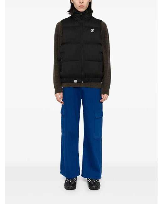 Aape By A Bathing Ape Black Logo-Patch Down Vest for men