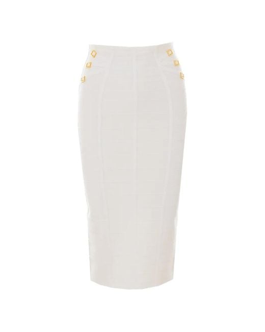 Elisabetta Franchi White Buckle-Embellishment Midi Skirt