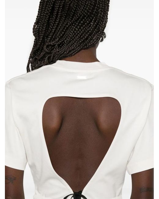 Mugler White Corset Open-Back Bodysuit