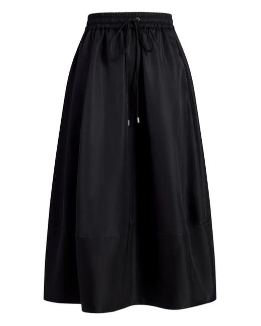 Cinq À Sept Black Drawstring Pocket Midi A-Line Skirt