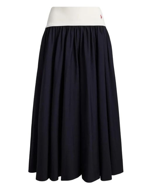 Polo Ralph Lauren Blue Maxi Contrast-Waistband Skirt