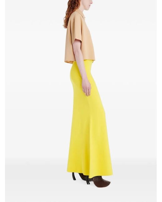 A.W.A.K.E. MODE Natural Rugby Asymmetric-Collar Short-Sleeve Top