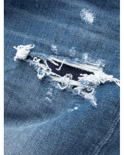 DSquared² Blue Distressed Slim-Fit Cropped Jeans
