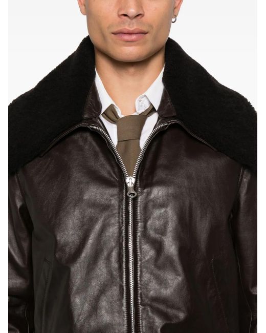 Our Legacy Black Fur-Collar Bomber Jacket for men