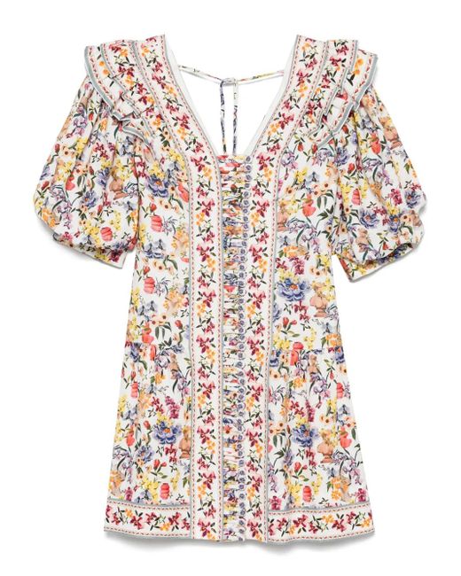 Farm Rio フローラル ミニドレス White