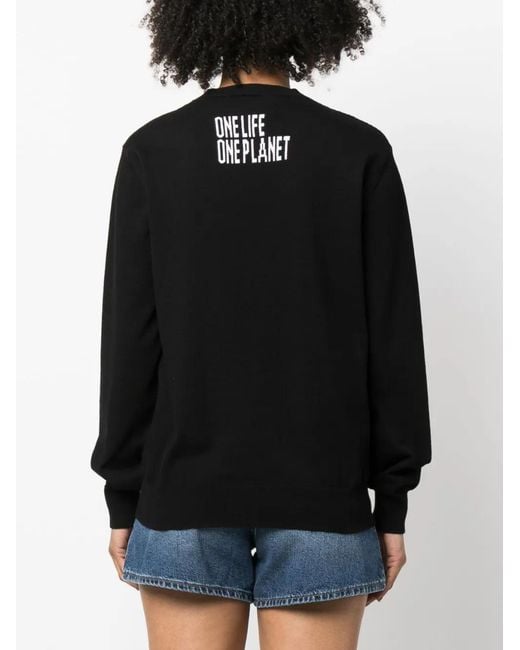 DSquared² Black Intarsia-Knit Organic Cotton Jumper
