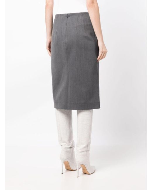 Falda de talle medio con abertura lateral N°21 de color Gray