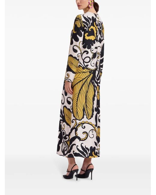 LaDoubleJ Black Graphic-Print Silk Midi Dress