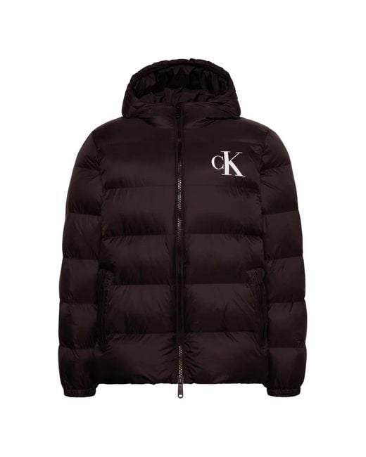 Calvin Klein Black Logo-Print Puffer Jacket for men