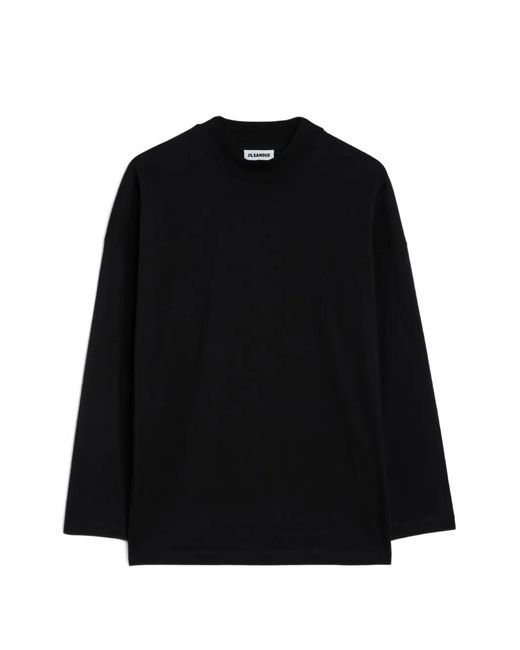 Jil Sander Black Cotton Mock-Neck T-Shirt for men