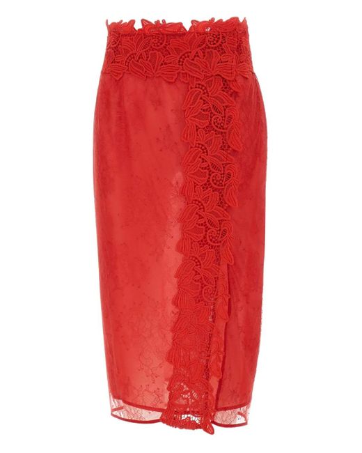 Blumarine Lace Floral Embroidered Skirt