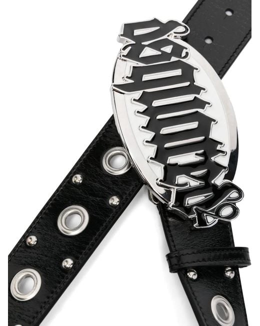 DSquared² Black Gothic Logo Leather Belt