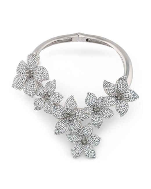 Giuseppe Zanotti White Bouquet Crystal-embellished Necklace